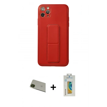 MARSİLYAN™- iPhone 11 Pro Max Kılıf Akış Doku - Siyah Polymer Nano Ekran Koruyucu + Rainbow Kamera Lens Koruma Cam - YL