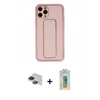 MARSİLYAN™- iPhone 11 Pro Max Kılıf Akış Doku - Siyah Polymer Nano Ekran Koruyucu + Pers Alüminyum Kamera Lens - SH