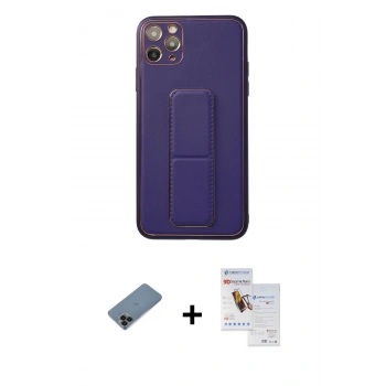MARSİLYAN™- iPhone 11 Pro Max Kılıf Akış Doku - Siyah Seramik Nano Ekran Koruyucu + Shine Kamera Lens Koruma Cam - SH