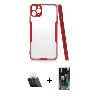 MARSİLYAN™- iPhone 11 Pro Max Kılıf Atlas Asil Serisi - Şeffaf 360 Full Body Arka Koruyucu + Kamera Lens Koruma Cam - SF