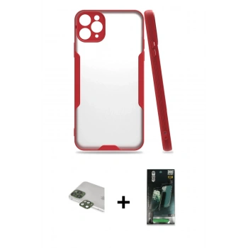 MARSİLYAN™- iPhone 11 Pro Max Kılıf Atlas Asil Serisi - Şeffaf 360 Full Body Arka Koruyucu + Pers Alüminyum Kamera Lens - YL