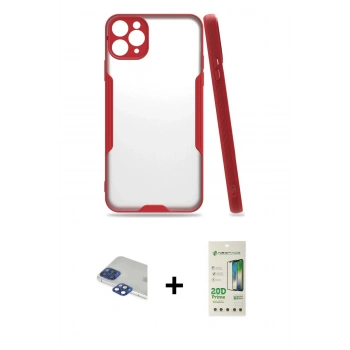 MARSİLYAN™- iPhone 11 Pro Max Kılıf Atlas Asil Serisi - Siyah 20D Premium Cam Ekran Koruyucu + Pers Alüminyum Kamera Lens - LT