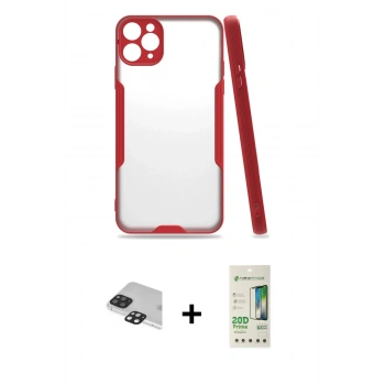 MARSİLYAN™- iPhone 11 Pro Max Kılıf Atlas Asil Serisi - Siyah 20D Premium Cam Ekran Koruyucu + Pers Alüminyum Kamera Lens - SH