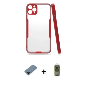 MARSİLYAN™- iPhone 11 Pro Max Kılıf Atlas Asil Serisi - Siyah Joko Magic 5D Hayalet Cam + Metal Kamera Lens Koruma Cam - SH