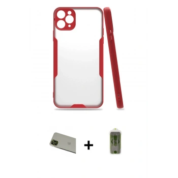 MARSİLYAN™- iPhone 11 Pro Max Kılıf Atlas Asil Serisi - Siyah Joko Magic 5D Hayalet Cam + Rainbow Kamera Lens Koruma Cam - YL