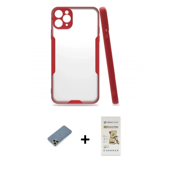 MARSİLYAN™- iPhone 11 Pro Max Kılıf Atlas Asil Serisi - Siyah Mat Seramik Nano Ekran Koruyucu + Metal Kamera Lens Koruma Cam - AKYL