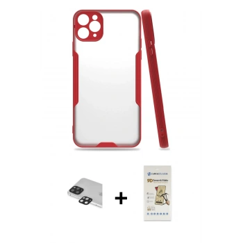 MARSİLYAN™- iPhone 11 Pro Max Kılıf Atlas Asil Serisi - Siyah Mat Seramik Nano Ekran Koruyucu + Pers Alüminyum Kamera Lens - SH