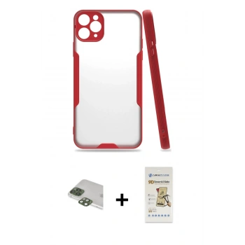 MARSİLYAN™- iPhone 11 Pro Max Kılıf Atlas Asil Serisi - Siyah Mat Seramik Nano Ekran Koruyucu + Pers Alüminyum Kamera Lens - YL