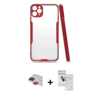 MARSİLYAN™- iPhone 11 Pro Max Kılıf Atlas Asil Serisi - Siyah Seramik Nano Ekran Koruyucu + Pers Alüminyum Kamera Lens - KI
