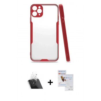 MARSİLYAN™- iPhone 11 Pro Max Kılıf Atlas Asil Serisi - Siyah Seramik Nano Ekran Koruyucu + Kamera Lens Koruma Cam - SF