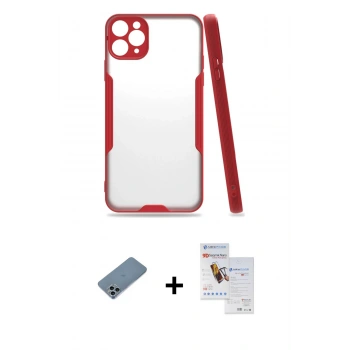 MARSİLYAN™- iPhone 11 Pro Max Kılıf Atlas Asil Serisi - Siyah Seramik Nano Ekran Koruyucu + Shine Kamera Lens Koruma Cam - SABE