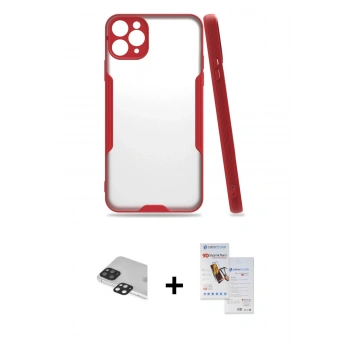 MARSİLYAN™- iPhone 11 Pro Max Kılıf Atlas Asil Serisi - Siyah Seramik Nano Ekran Koruyucu + Pers Alüminyum Kamera Lens - SH