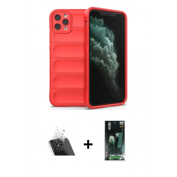 MARSİLYAN™- iPhone 11 Pro Max Kılıf Atlas Koleksiyonu - Şeffaf 360 Full Body Arka Koruyucu + Kamera Lens Koruma Cam - SF