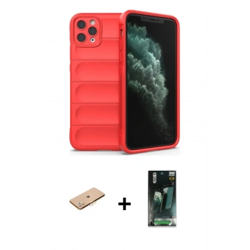 MARSİLYAN™- iPhone 11 Pro Max Kılıf Atlas Koleksiyonu - Şeffaf 360 Full Body Arka Koruyucu + Renkli Kamera Lens Koruma Cam - TU
