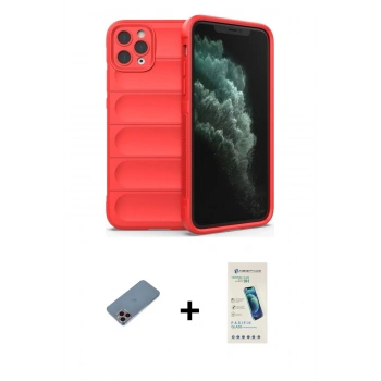MARSİLYAN™- iPhone 11 Pro Max Kılıf Atlas Koleksiyonu - Şeffaf Pasifik Cam Ekran Koruyucu + Shine Kamera Lens Koruma Cam - PE