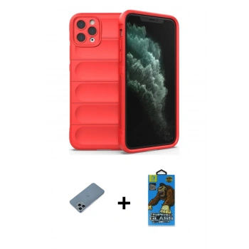 MARSİLYAN™- iPhone 11 Pro Max Kılıf Atlas Koleksiyonu - Siyah 18D Cam Ekran Koruyucu + Shine Kamera Lens Koruma Cam - SABE