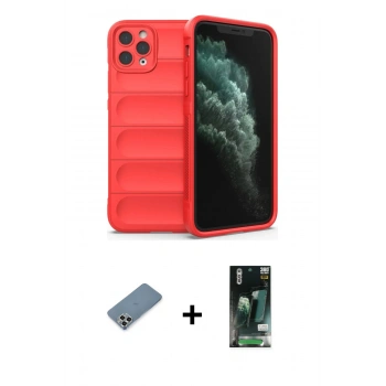 MARSİLYAN™- iPhone 11 Pro Max Kılıf Atlas Koleksiyonu - Siyah 360 Mat Full Body Arka Koruyucu + Metal Kamera Lens Koruma Cam - GS