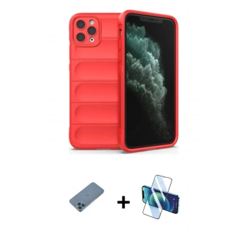 MARSİLYAN™- iPhone 11 Pro Max Kılıf Atlas Koleksiyonu - Siyah 3D Antistatik Seramik Nano Ekran Koruyucu + Shine Kamera Lens Koruma Cam - MI