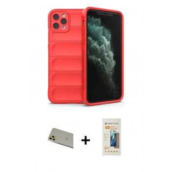 MARSİLYAN™- iPhone 11 Pro Max Kılıf Atlas Koleksiyonu - Siyah 6D Mat Seramik Hayalet Nano Ekran Koruyucu + Rainbow Kamera Lens Koruma Cam - GD