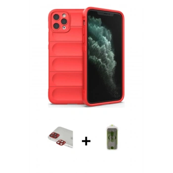 MARSİLYAN™- iPhone 11 Pro Max Kılıf Atlas Koleksiyonu - Siyah Joko Magic 5D Hayalet Cam + Pers Alüminyum Kamera Lens - KI