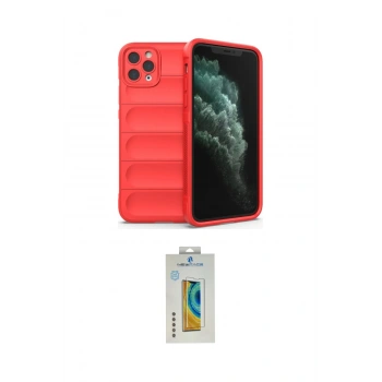 MARSİLYAN™- iPhone 11 Pro Max Kılıf Atlas Koleksiyonu - Siyah Polymer Nano Ekran Koruyucu