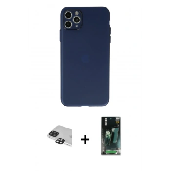 MARSİLYAN™- iPhone 11 Pro Max Kılıf Atlas Minimal Prime - Şeffaf 360 Full Body Arka Koruyucu + Pers Alüminyum Kamera Lens - SH