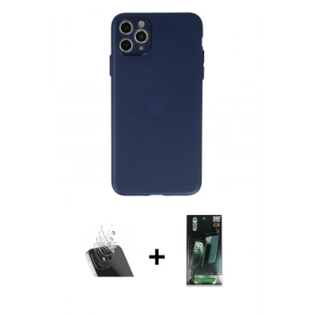 MARSİLYAN™- iPhone 11 Pro Max Kılıf Atlas Minimal Prime - Şeffaf 360 Full Body Arka Koruyucu + Kamera Lens Koruma Cam - SF