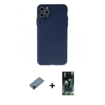 MARSİLYAN™- iPhone 11 Pro Max Kılıf Atlas Minimal Prime - Şeffaf 360 Full Body Arka Koruyucu + Shine Kamera Lens Koruma Cam - SH