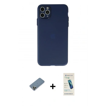 MARSİLYAN™- iPhone 11 Pro Max Kılıf Atlas Minimal Prime - Şeffaf Pasifik Cam Ekran Koruyucu + Metal Kamera Lens Koruma Cam - AKYL