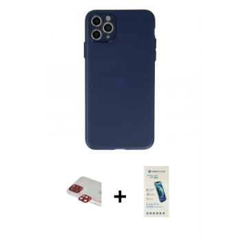 MARSİLYAN™- iPhone 11 Pro Max Kılıf Atlas Minimal Prime - Şeffaf Pasifik Cam Ekran Koruyucu + Pers Alüminyum Kamera Lens - KI