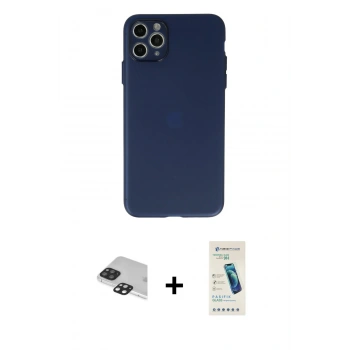 MARSİLYAN™- iPhone 11 Pro Max Kılıf Atlas Minimal Prime - Şeffaf Pasifik Cam Ekran Koruyucu + Pers Alüminyum Kamera Lens - SH
