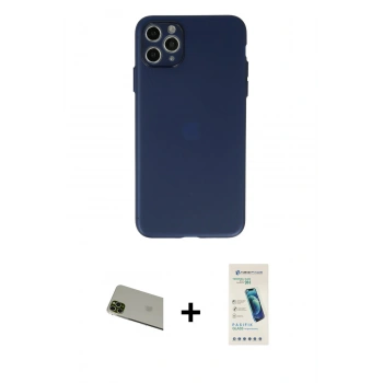 MARSİLYAN™- iPhone 11 Pro Max Kılıf Atlas Minimal Prime - Şeffaf Pasifik Cam Ekran Koruyucu + Rainbow Kamera Lens Koruma Cam - YL