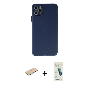 MARSİLYAN™- iPhone 11 Pro Max Kılıf Atlas Minimal Prime - Şeffaf Pasifik Cam Ekran Koruyucu + Renkli Kamera Lens Koruma Cam - YL