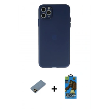 MARSİLYAN™- iPhone 11 Pro Max Kılıf Atlas Minimal Prime - Siyah 18D Cam Ekran Koruyucu + Shine Kamera Lens Koruma Cam - GD