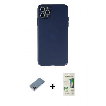 MARSİLYAN™- iPhone 11 Pro Max Kılıf Atlas Minimal Prime - Siyah 20D Premium Cam Ekran Koruyucu + Metal Kamera Lens Koruma Cam - AKYL