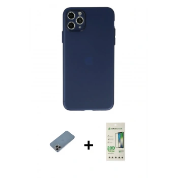 MARSİLYAN™- iPhone 11 Pro Max Kılıf Atlas Minimal Prime - Siyah 20D Premium Cam Ekran Koruyucu + Shine Kamera Lens Koruma Cam - GI