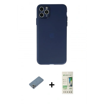 MARSİLYAN™- iPhone 11 Pro Max Kılıf Atlas Minimal Prime - Siyah 20D Premium Cam Ekran Koruyucu + Shine Kamera Lens Koruma Cam - GS