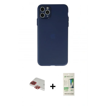 MARSİLYAN™- iPhone 11 Pro Max Kılıf Atlas Minimal Prime - Siyah 20D Premium Cam Ekran Koruyucu + Pers Alüminyum Kamera Lens - KI