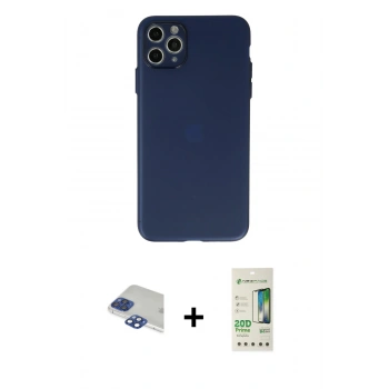 MARSİLYAN™- iPhone 11 Pro Max Kılıf Atlas Minimal Prime - Siyah 20D Premium Cam Ekran Koruyucu + Pers Alüminyum Kamera Lens - LT