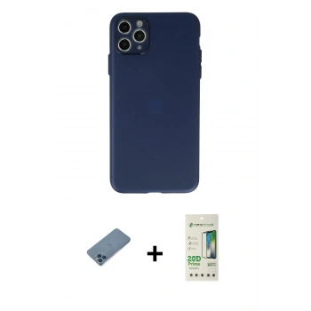 MARSİLYAN™- iPhone 11 Pro Max Kılıf Atlas Minimal Prime - Siyah 20D Premium Cam Ekran Koruyucu + Shine Kamera Lens Koruma Cam - MI