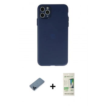 MARSİLYAN™- iPhone 11 Pro Max Kılıf Atlas Minimal Prime - Siyah 20D Premium Cam Ekran Koruyucu + Metal Kamera Lens Koruma Cam - MI