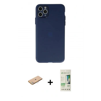 MARSİLYAN™- iPhone 11 Pro Max Kılıf Atlas Minimal Prime - Siyah 20D Premium Cam Ekran Koruyucu + Renkli Kamera Lens Koruma Cam - PE