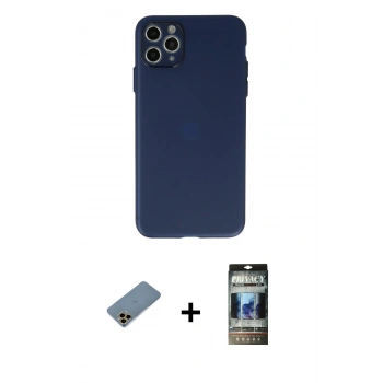 MARSİLYAN™- iPhone 11 Pro Max Kılıf Atlas Minimal Prime - Siyah 34D Hayalet Izgaralı Cam + Shine Kamera Lens Koruma Cam - GD