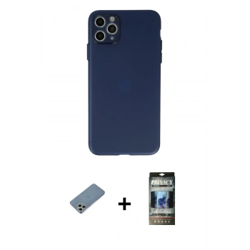 MARSİLYAN™- iPhone 11 Pro Max Kılıf Atlas Minimal Prime - Siyah 34D Hayalet Izgaralı Cam + Shine Kamera Lens Koruma Cam - GS