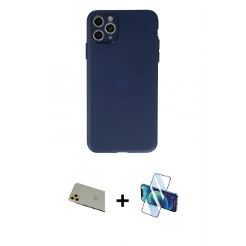 MARSİLYAN™- iPhone 11 Pro Max Kılıf Atlas Minimal Prime - Siyah 3D Antistatik Seramik Nano Ekran Koruyucu + Rainbow Kamera Lens Koruma Cam - GD