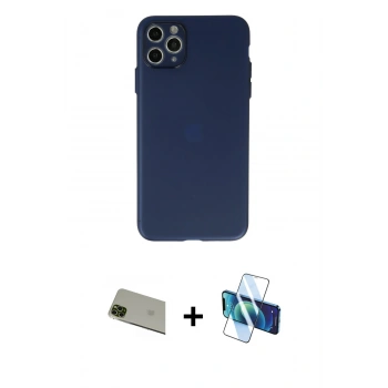 MARSİLYAN™- iPhone 11 Pro Max Kılıf Atlas Minimal Prime - Siyah 3D Antistatik Seramik Nano Ekran Koruyucu + Rainbow Kamera Lens Koruma Cam - YL