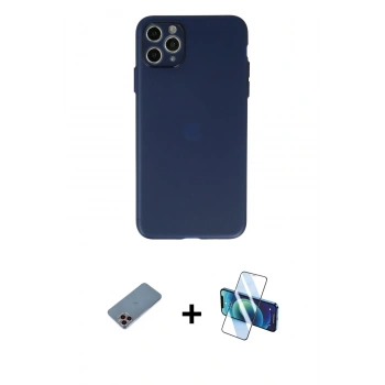 MARSİLYAN™- iPhone 11 Pro Max Kılıf Atlas Minimal Prime - Siyah 3D Antistatik Seramik Nano Ekran Koruyucu + Shine Kamera Lens Koruma Cam - PE