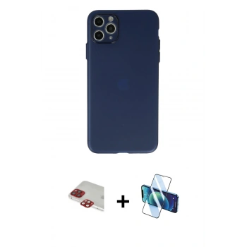 MARSİLYAN™- iPhone 11 Pro Max Kılıf Atlas Minimal Prime - Siyah 3D Antistatik Seramik Nano Ekran Koruyucu + Pers Alüminyum Kamera Lens - KI