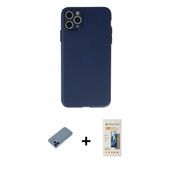 MARSİLYAN™- iPhone 11 Pro Max Kılıf Atlas Minimal Prime - Siyah 6D Mat Seramik Hayalet Nano Ekran Koruyucu + Metal Kamera Lens Koruma Cam - MI