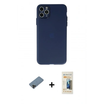 MARSİLYAN™- iPhone 11 Pro Max Kılıf Atlas Minimal Prime - Siyah 6D Mat Seramik Hayalet Nano Ekran Koruyucu + Shine Kamera Lens Koruma Cam - SH